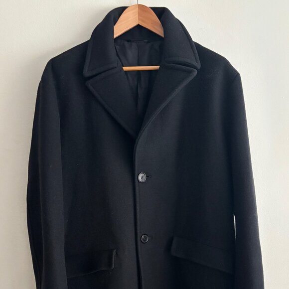 $4900 Jil Sander Black Wool Cashmere Overcoat Ulster Collar - 48/ Medium - Picture 1 of 16
